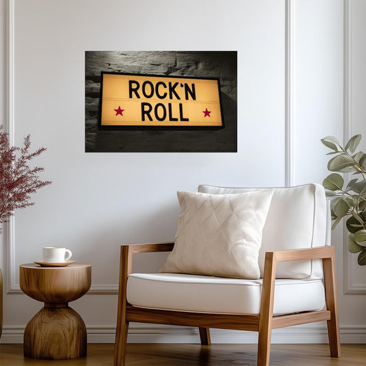 Vintage Rock N' Roll Sign | Retro Music Photography Poster | Music Store Wall Decor - Music Poster