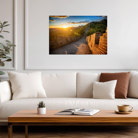 Sunset Over The Great Wall of China | Landmark Photography | Travel Poster - Photography Poster