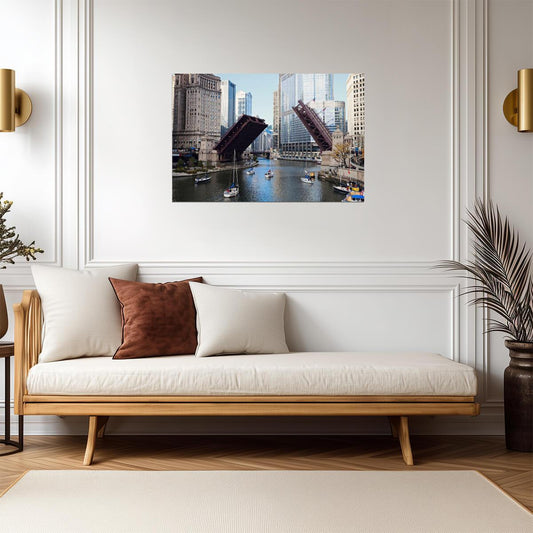 Michigan Avenue Bridge in Chicago Illinois | City Architecture Photography | Urban Poster - Photography Poster