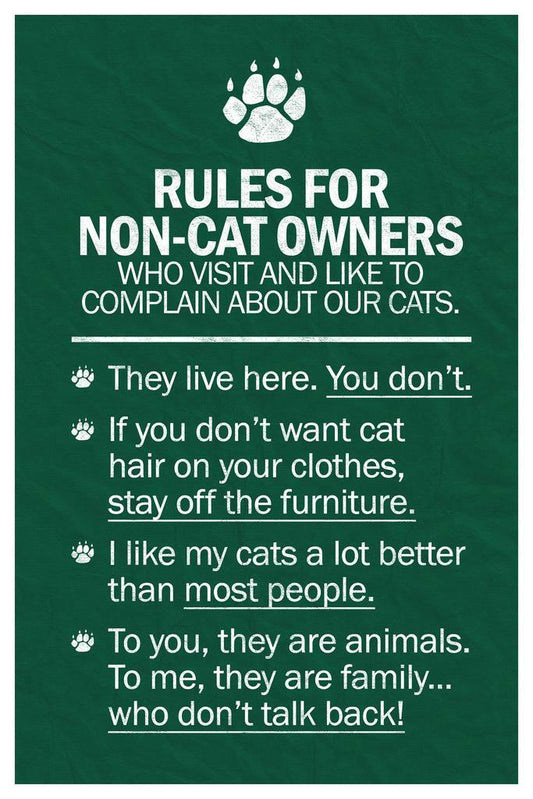 Cat's Rules For Non-Cat Owners | Funny Typographic Art | Humorous Quote Poster - Type & Quotes Poster