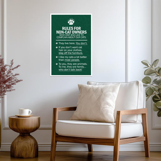 Cat's Rules For Non-Cat Owners | Funny Typographic Art | Humorous Quote Poster - Type & Quotes Poster