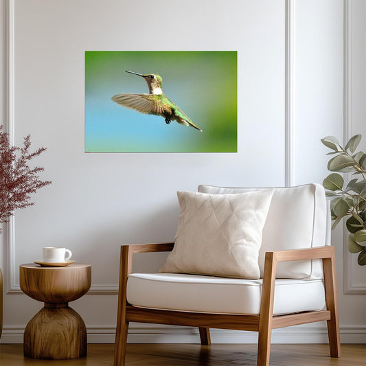 Ruby-Throated Hummingbird in Flight | Bird Photography Print | Wildlife Poster - Photography Poster