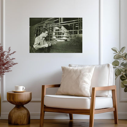 Man and Woman in an Airplane Factory | WWII Era Black and White Photo | Historical Poster - Vintage & Retro Poster