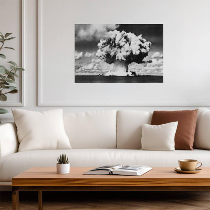 Nuclear Bomb Explosion Baker Day Test | Historical Black and White Photo | Cold War Poster - Vintage & Retro Poster
