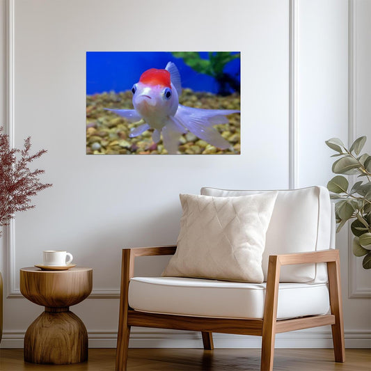 Pet Oranda Goldfish in an Aquarium | Aquatic Photography | Fish Poster - Photography Poster