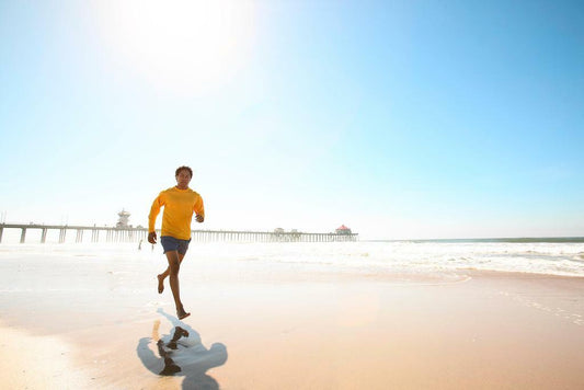 Man Jogging on the Beach at Sunrise | Inspirational Photography | Motivational Fitness Poster - Photography Poster