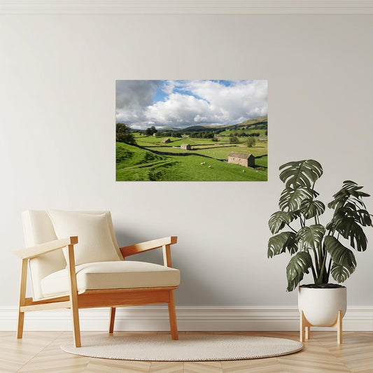 Wensleydale Farms Poster | England North Yorkshire Photography | Rural Landscape Wall Art