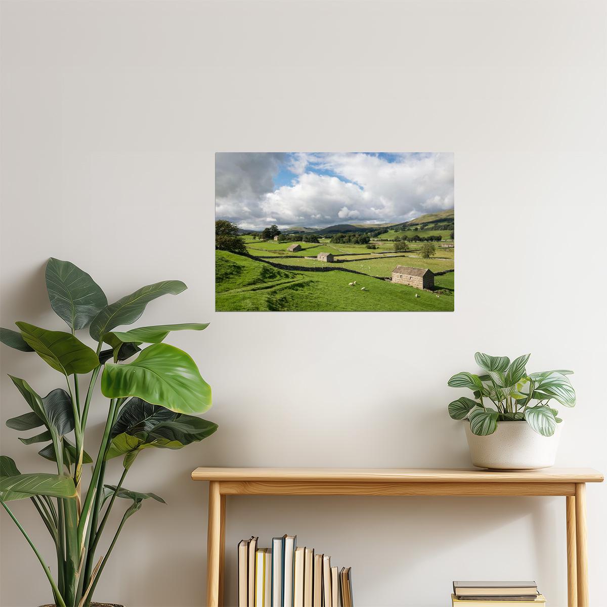 Wensleydale Farms Poster | England North Yorkshire Photography | Rural Landscape Wall Art