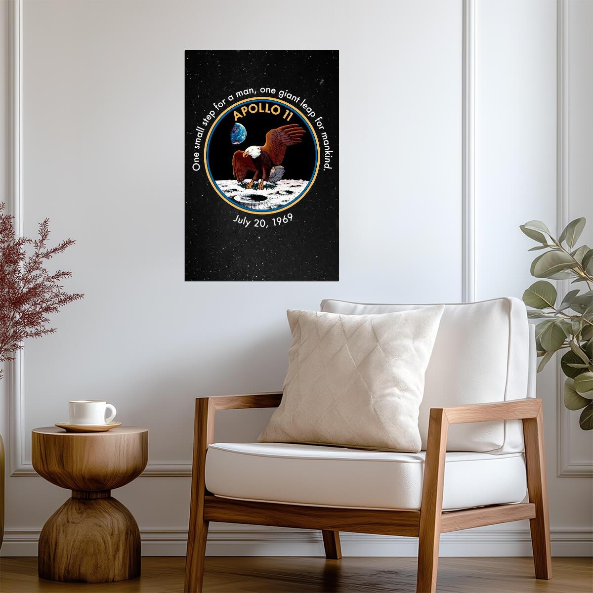 One Small Step For Man One Giant Leap For Mankind | Apollo 11 Quote Poster | Neil Armstrong Moon Landing Art - Type & Quotes Poster