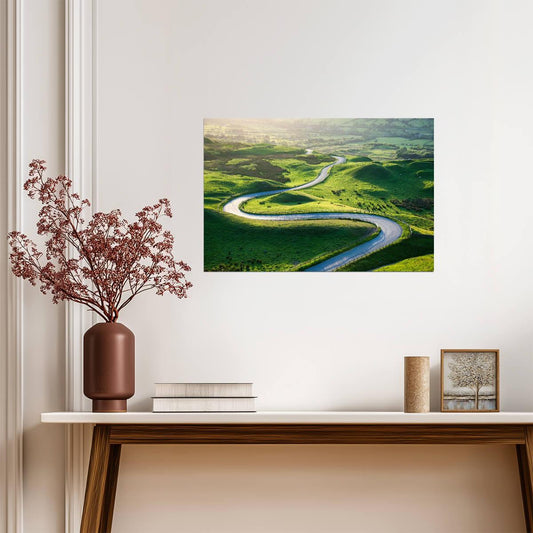 Winding Road on Mam Tor Hills | Castleton Derbyshire Photography | England Landscape Poster - Photography Poster