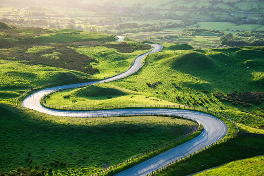 Winding Road on Mam Tor Hills | Castleton Derbyshire Photography | England Landscape Poster - Photography Poster