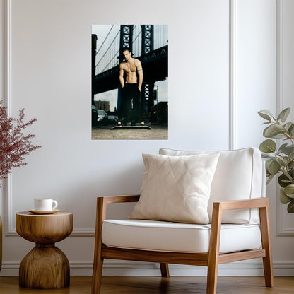 Young Man with a Skateboard | Urban Fashion Photography | Portrait Poster - Photography Poster