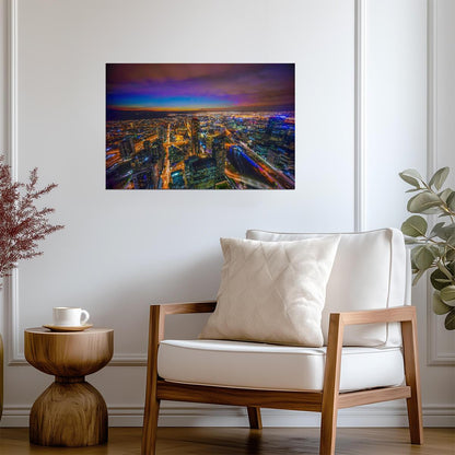 Aerial View of Melbourne Australia at Dusk | Blue Hour Cityscape Photography | Urban Poster - Photography Poster
