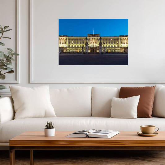 Buckingham Palace Illuminated at Night | London UK Photography | Royal Landmark Poster - Photography Poster