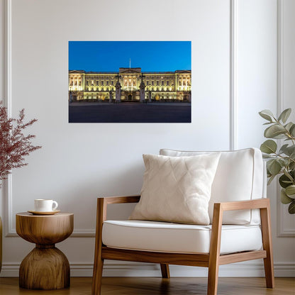 Buckingham Palace Illuminated at Night | London UK Photography | Royal Landmark Poster - Photography Poster