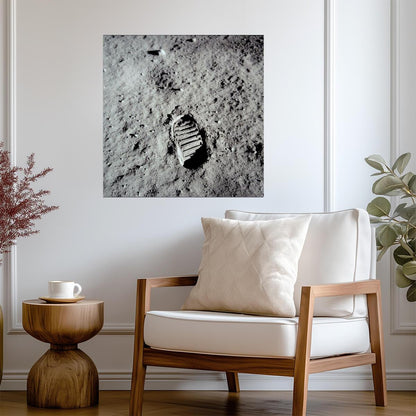 First Footprint on the Moon 1969 | Neil Armstrong Apollo 11 Photo | Historical Space Poster - Vintage & Retro Poster