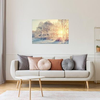 Snowy Wilderness Sunrise Poster | Winter Forest Photography | Nature Landscape Wall Art