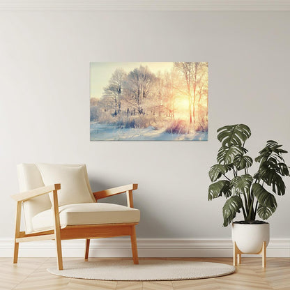 Snowy Wilderness Sunrise Poster | Winter Forest Photography | Nature Landscape Wall Art