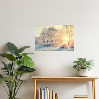 Snowy Wilderness Sunrise Poster | Winter Forest Photography | Nature Landscape Wall Art