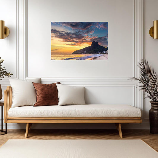 Ipanema Beach and Padre Dois Irmaos Mountain | Rio De Janeiro Photography | Brazil Poster - Photography Poster