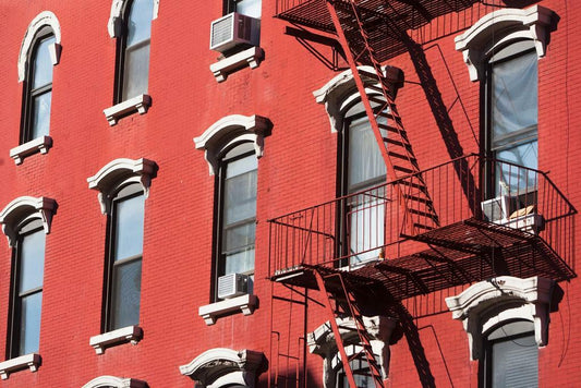 Red Building Facade with Fire Escape | New York Architecture Photography | Urban Poster - Photography Poster