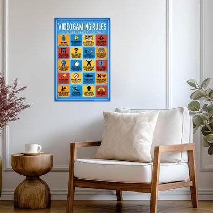 The Rules of Gaming | Funny Typographic Print | Gamer Room Decor Poster
