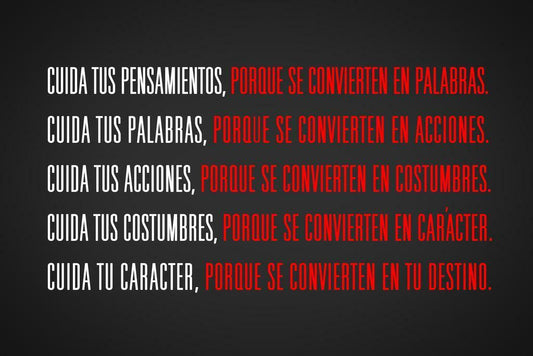 Watch Your Thoughts | Spanish Motivational Quote Poster (Cuida Tus Pensamientos)