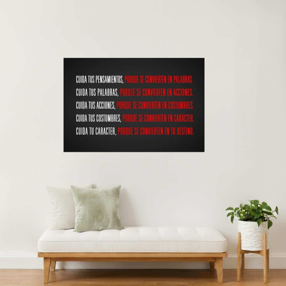 Watch Your Thoughts | Spanish Motivational Quote Poster (Cuida Tus Pensamientos)