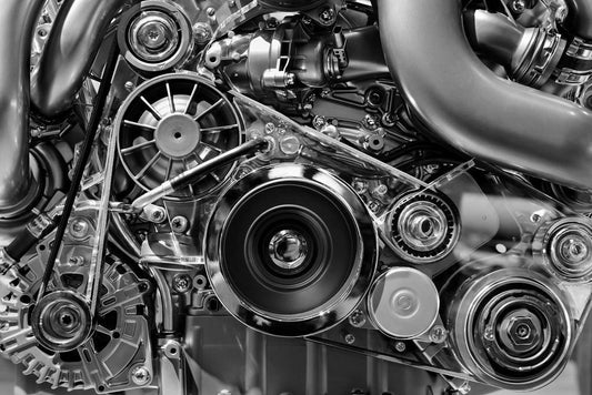 Monochrome Car Engine Poster | Automotive Photography | Mechanic & Garage Wall Art