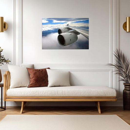 Airbus A380 Wing and Engines in Flight | Aviation Photography Print | Airplane Poster - Cars Poster