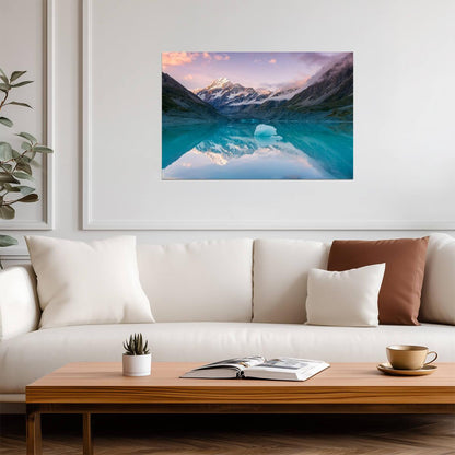 Aoraki Mount Cook Reflection at Sunset | New Zealand Photography | Landscape Poster - Photography Poster