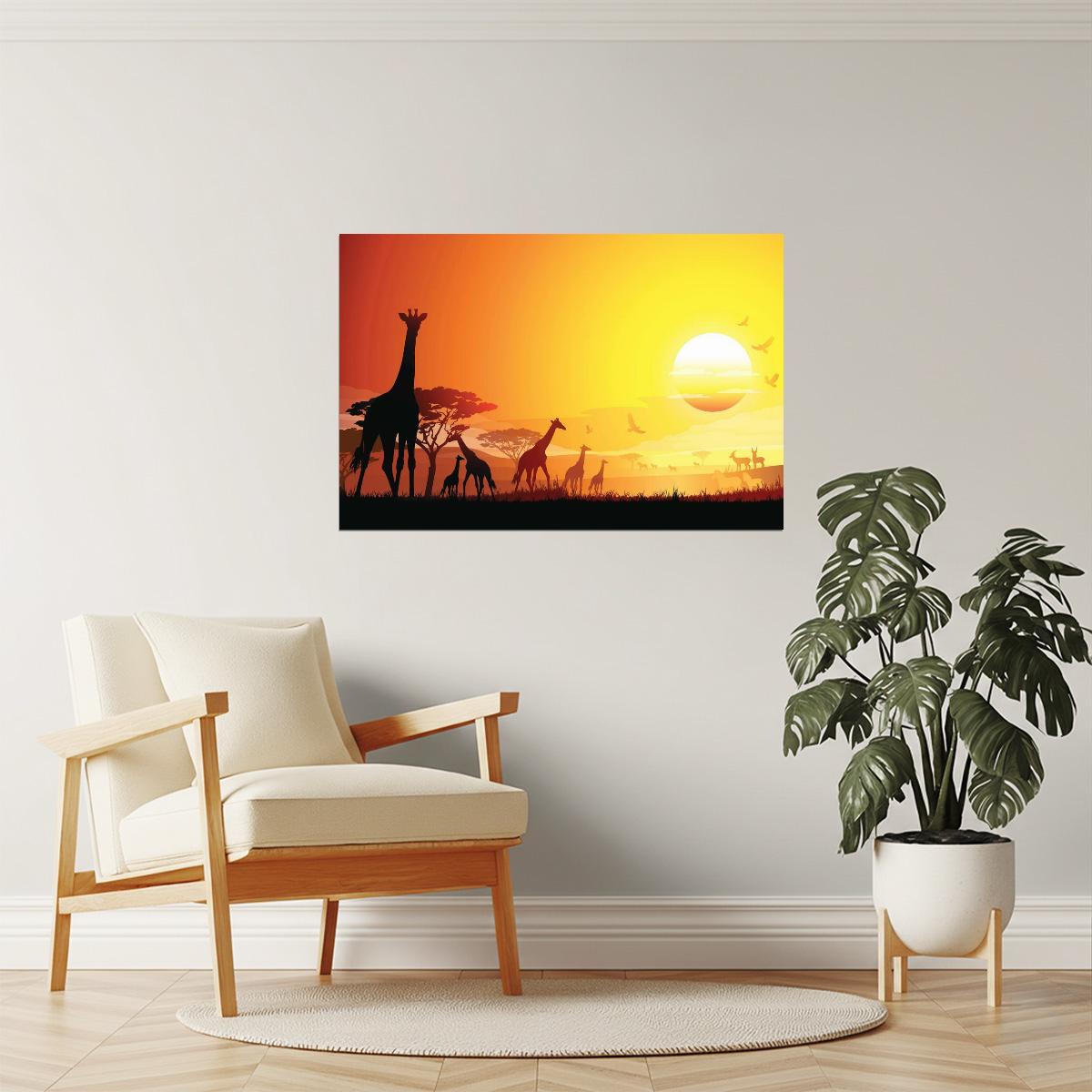 African Giraffes Poster | Wildlife Photography | Safari Landscape Wall Art