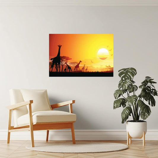 African Giraffes Poster | Wildlife Photography | Safari Landscape Wall Art