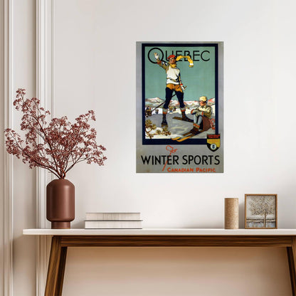Canadian Pacific Quebec For Winter Sports | Vintage Travel Poster | Skiing Wall Art