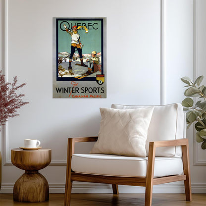 Canadian Pacific Quebec For Winter Sports | Vintage Travel Poster | Skiing Wall Art