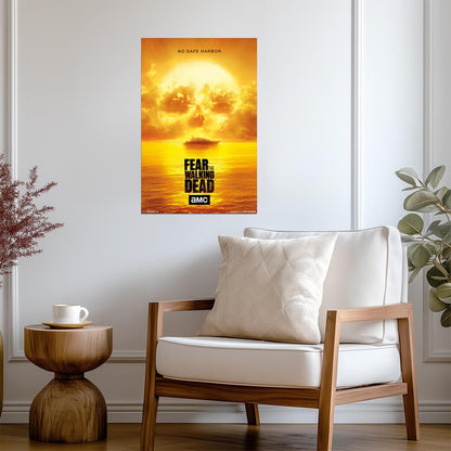 Fear The Walking Dead | Nuclear Skull No Safe Harbor Poster | Zombie TV Show Art - Movies & TV Poster