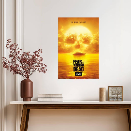 Fear The Walking Dead | Nuclear Skull No Safe Harbor Poster | Zombie TV Show Art - Movies & TV Poster