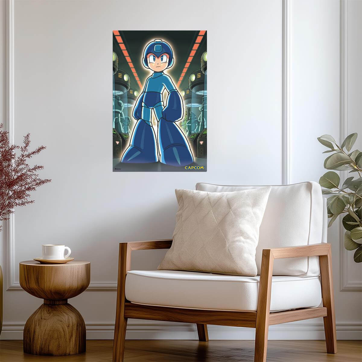 Mega Man Key Art | Retro Video Game Poster | Gift for Gamers - Video Games Poster