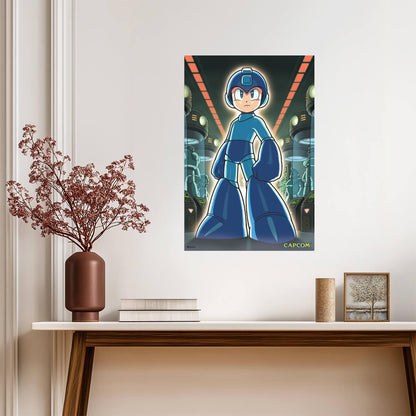 Mega Man Key Art | Retro Video Game Poster | Gift for Gamers - Video Games Poster