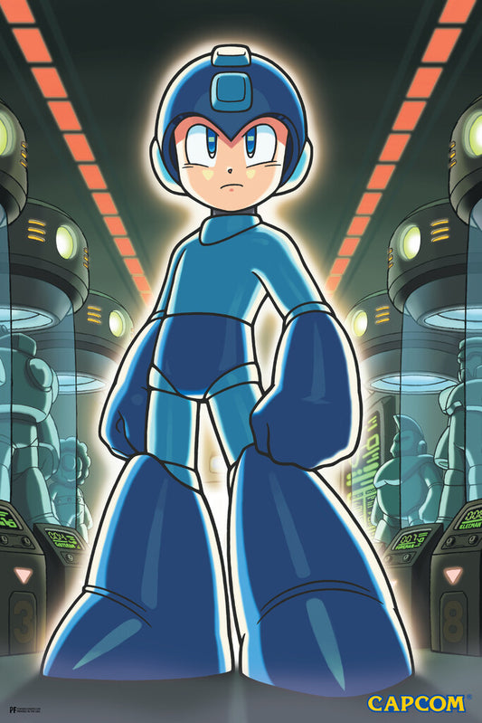 Mega Man Key Art | Retro Video Game Poster | Gift for Gamers - Video Games Poster