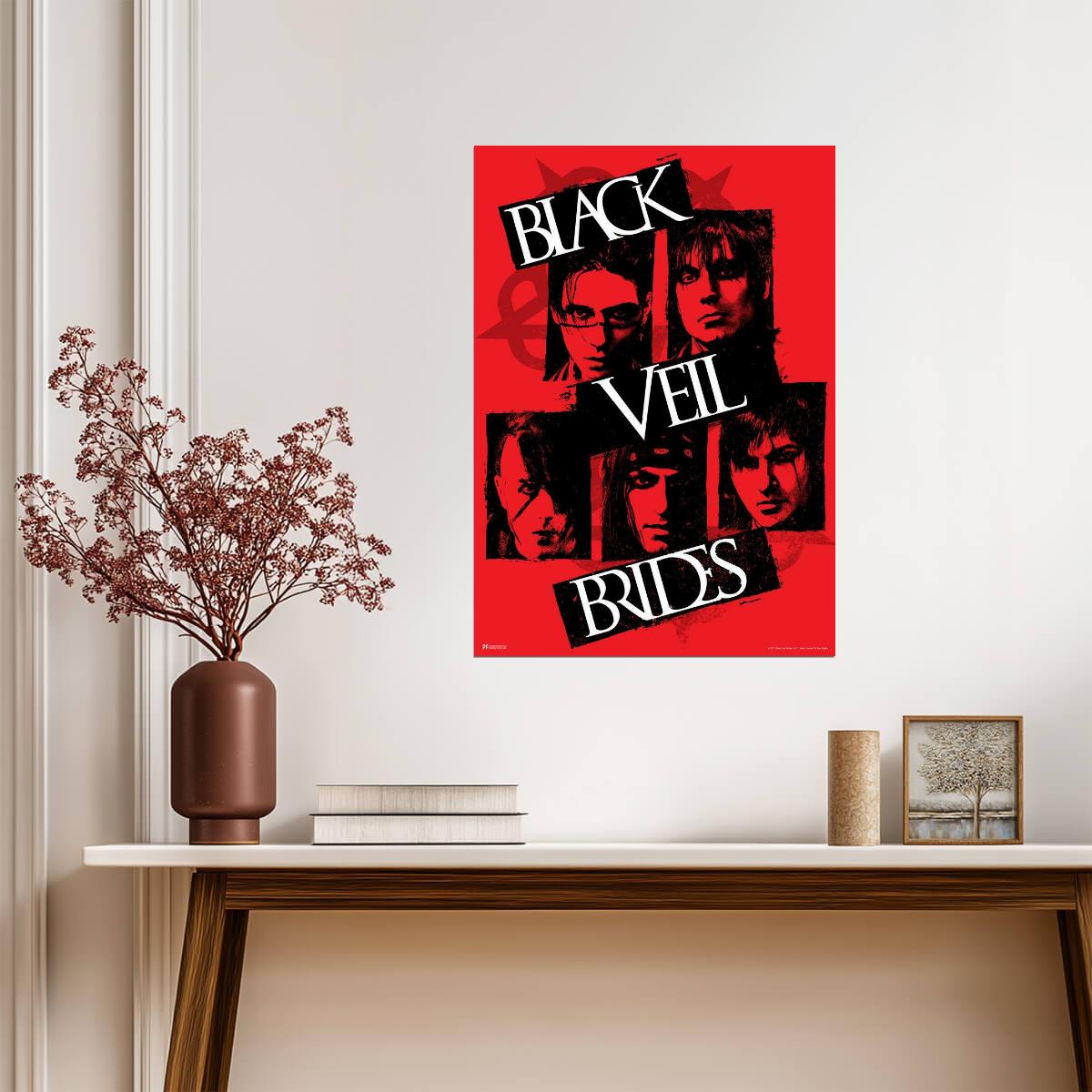 Black Veil Brides Band Portrait | Modern Rock Music Poster | Red & Black Graphic Art - Music Poster