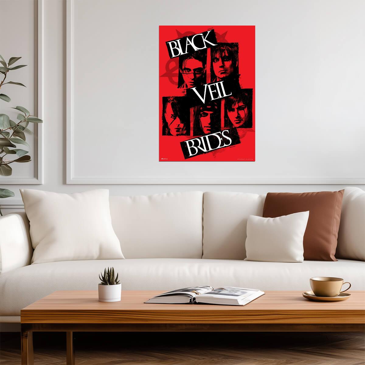 Black Veil Brides Band Portrait | Modern Rock Music Poster | Red & Black Graphic Art - Music Poster