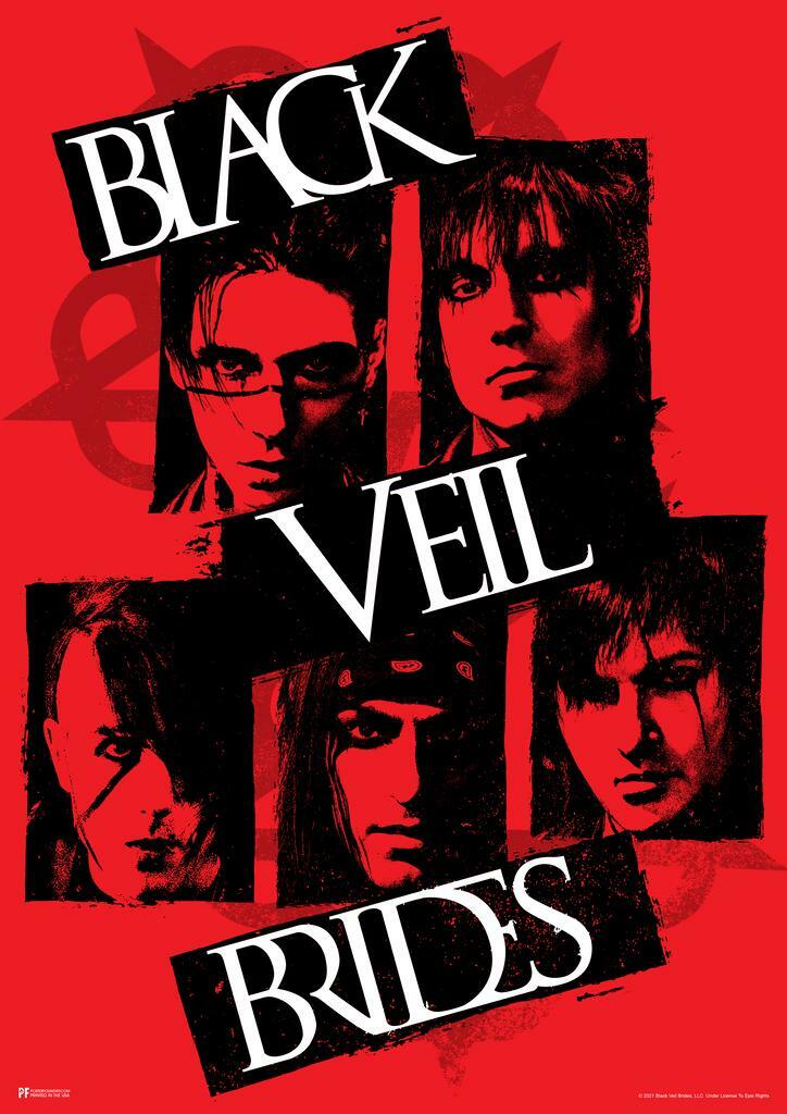 Black Veil Brides Band Portrait | Modern Rock Music Poster | Red & Black Graphic Art - Music Poster