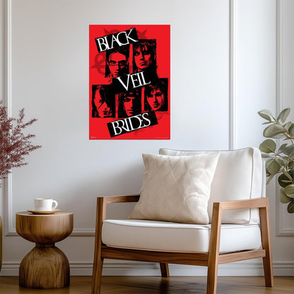 Black Veil Brides Band Portrait | Modern Rock Music Poster | Red & Black Graphic Art - Music Poster