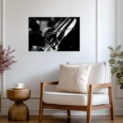 Cellist Playing Cello Close-Up | Black and White Music Photography | Classical Musician Poster - Music Poster