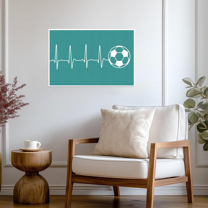 Soccer Player Heartbeat | EKG Line Soccer Ball Art | Gift for Football Gamer Poster - Sports Poster
