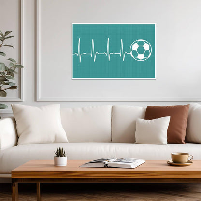Soccer Player Heartbeat | EKG Line Soccer Ball Art | Gift for Football Gamer Poster - Sports Poster