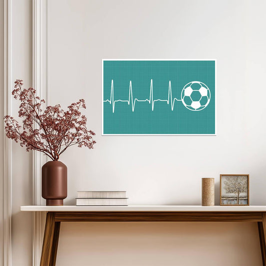 Soccer Player Heartbeat | EKG Line Soccer Ball Art | Gift for Football Gamer Poster - Sports Poster