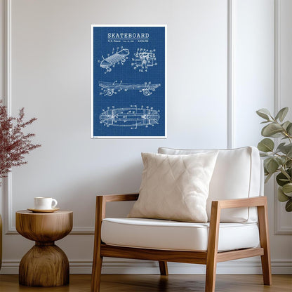 Vintage Skateboard Patent Print | Retro Skateboarding Art | Extreme Sports Poster - Vintage & Retro Poster