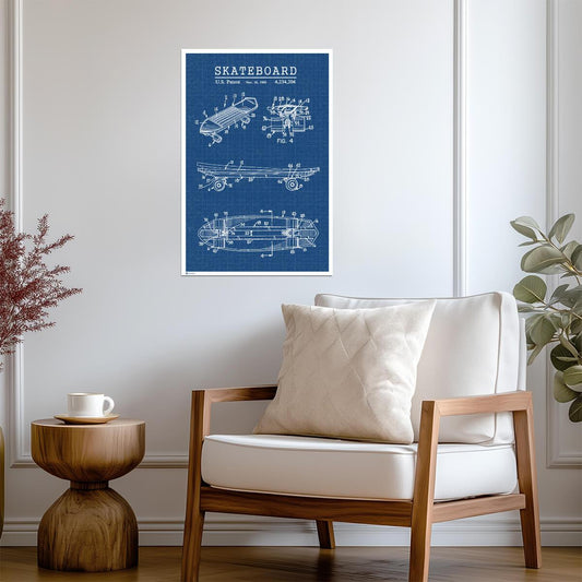 Vintage Skateboard Patent Print | Retro Skateboarding Art | Extreme Sports Poster - Vintage & Retro Poster